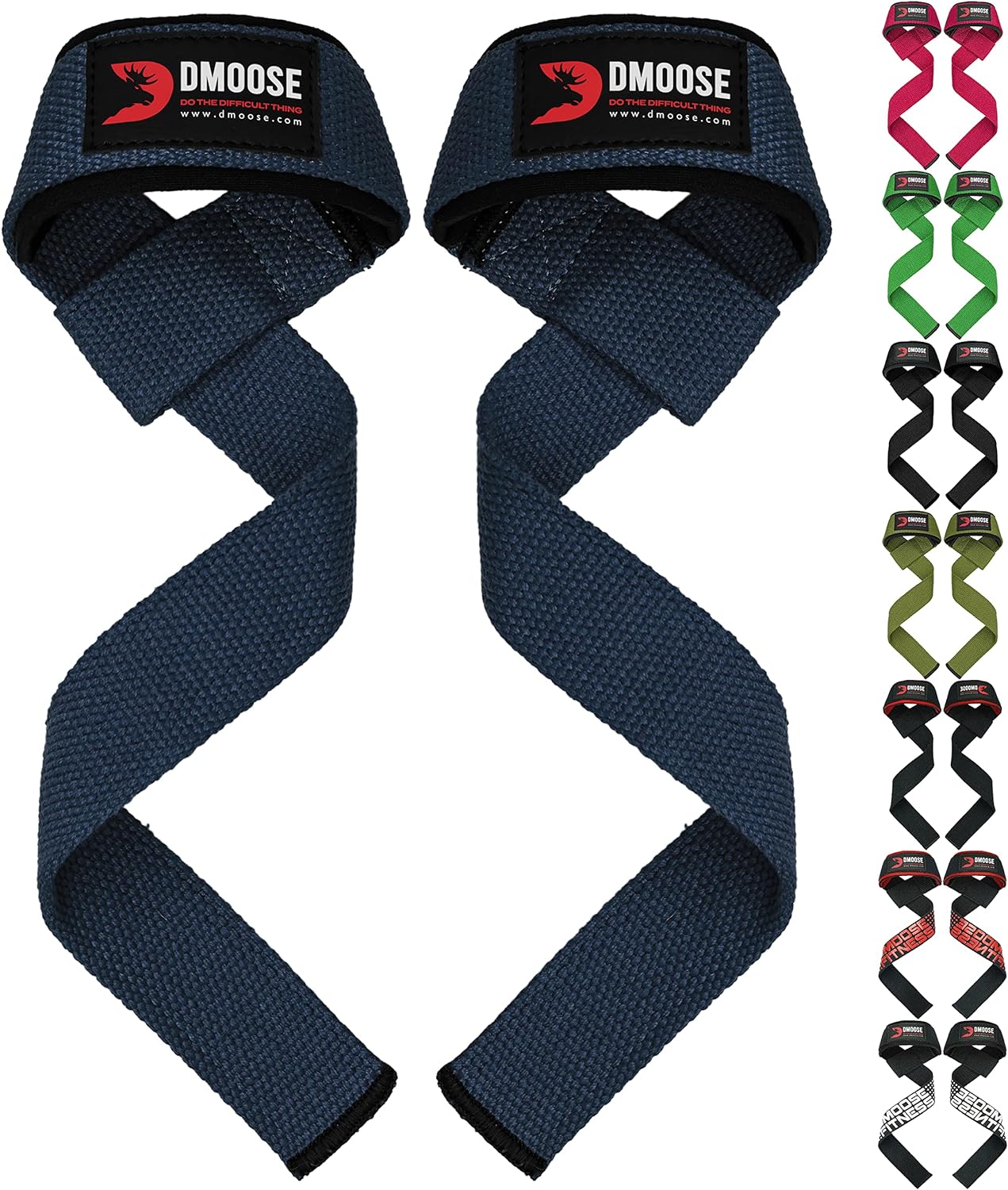 DMoose lifting straps for weight lifting, Crossfit, Bodybuilding, Powerlifting and deadlifting. Soft Neoprene Padded-24” Wrist Straps (Pair), Support Max Grip Strength Training and Barbell Stability