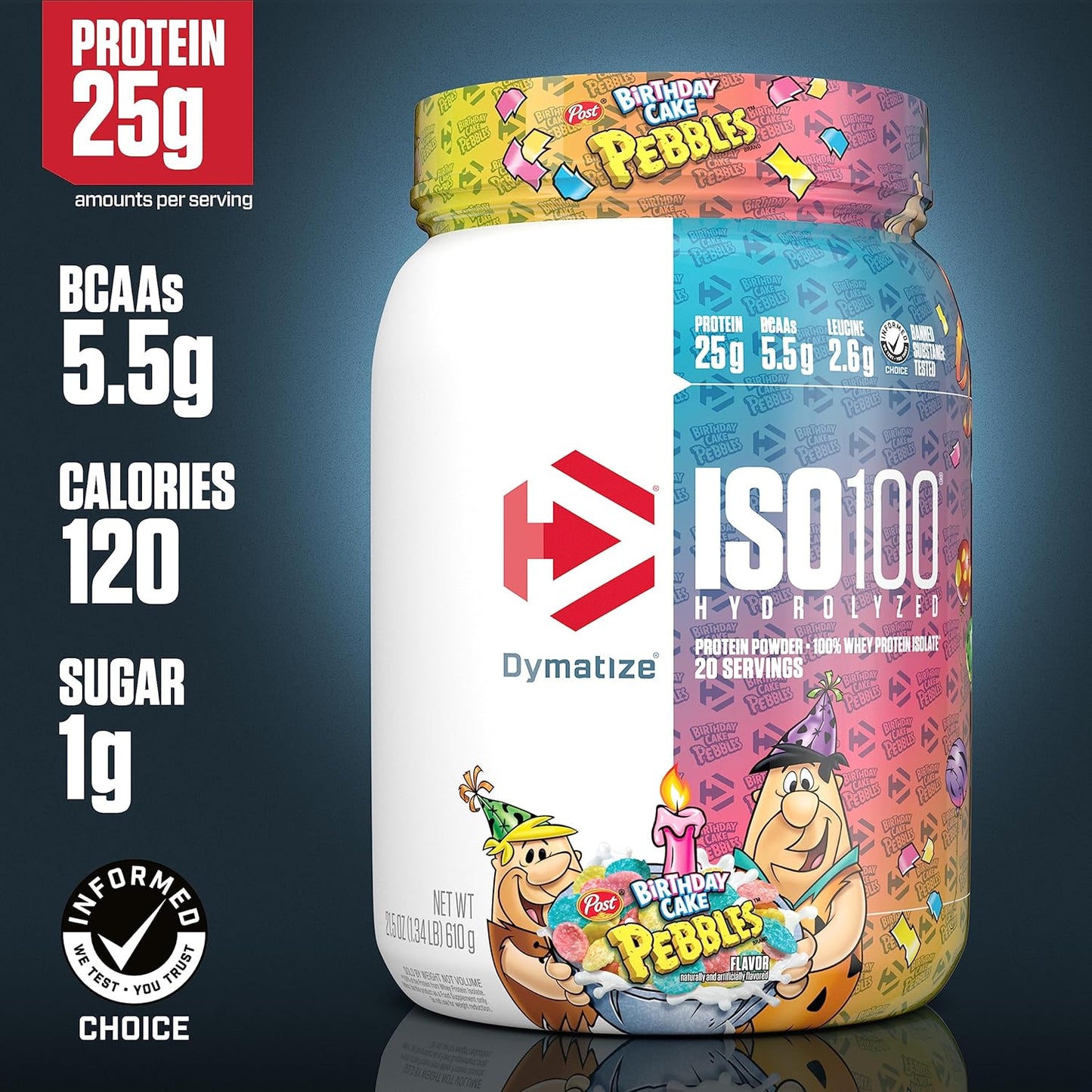 Dymatize ISO100 Hydrolyzed 100% Whey Isolate Protein Powder in Dunkin' Cappuccino Flavor, 25g Protein, 95mg Caffeine, 5.5g BCAAs, Gluten Free, Fast Absorbing, Easy Digesting, 21.5 Oz