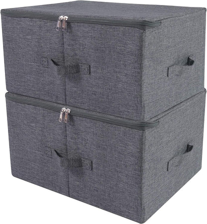 Collapsible Storage Bins with Lids, Storage Cubes, Tide Up Your Closet, Beige, Set of 2