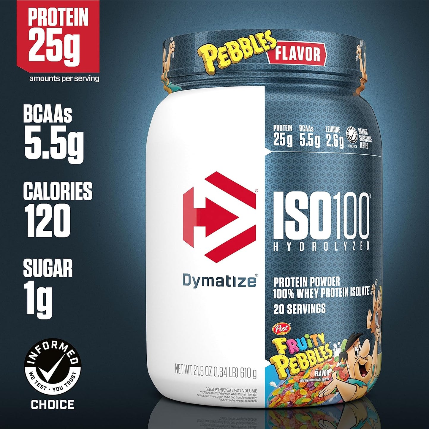 Dymatize ISO100 Hydrolyzed 100% Whey Isolate Protein Powder in Dunkin' Cappuccino Flavor, 25g Protein, 95mg Caffeine, 5.5g BCAAs, Gluten Free, Fast Absorbing, Easy Digesting, 21.5 Oz