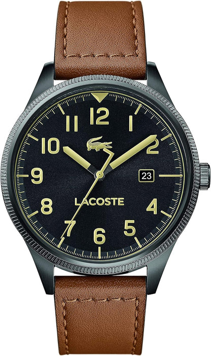 Lacoste Mens Quartz Watch, Analog Display and Leather Strap 2011021, Brown