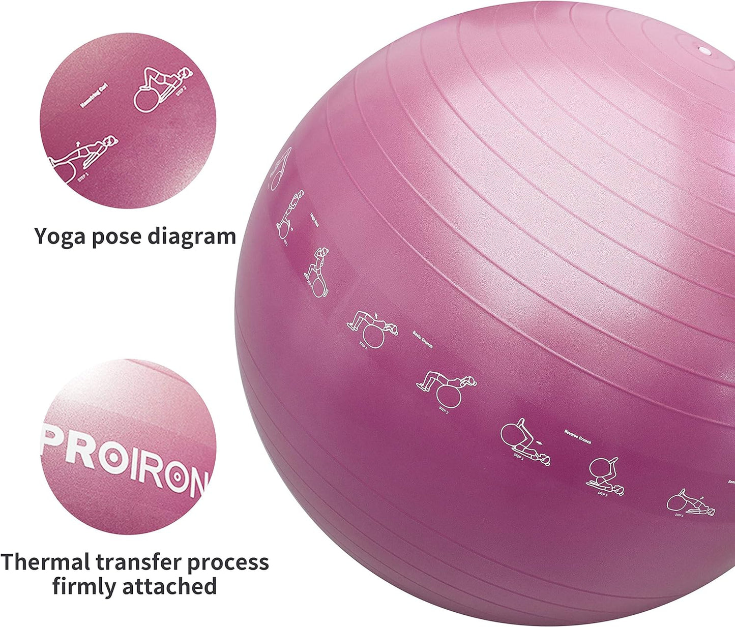 PROIRON Yoga Ball Anti-Burst Exercise Ball Chair with Quick Pump Slip Resistant Gym Ball Supports 500KG Balance Ball for Pilates Yoga Birthing Pregnancy Stability Gym Workout Training