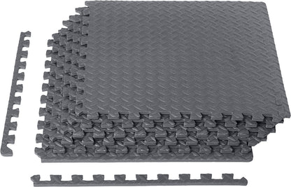 Amazon Basics Foam Interlocking Exercise Gym Floor Mat Tiles - Pack of 6, 24 x 24 x .5 Inches