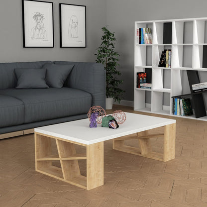 Decortie Honey Coffee Table, Engineered Wood, Ideal For Living Room, Office and Other Spaces, D 60 x W 105 x H 40 cm, White