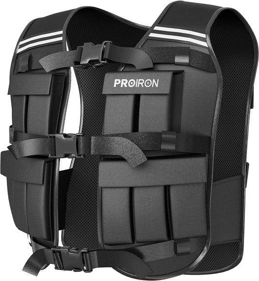 PROIRON Adjustable Weighted Vest, 20 Weight Packs, Weight Jacket Men Women with Reflective Stripe for Running Strength Training Workout Jogging Walking Home Gym Fitness Cardio Weight Loss, Black
