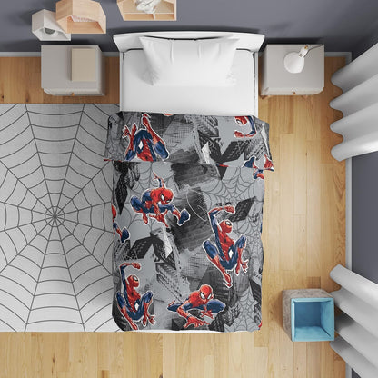 Marvel Spiderman Single Reversible Quilted Duvet Comforter - Super Soft & Fade Resistant (Official Marvel Product)