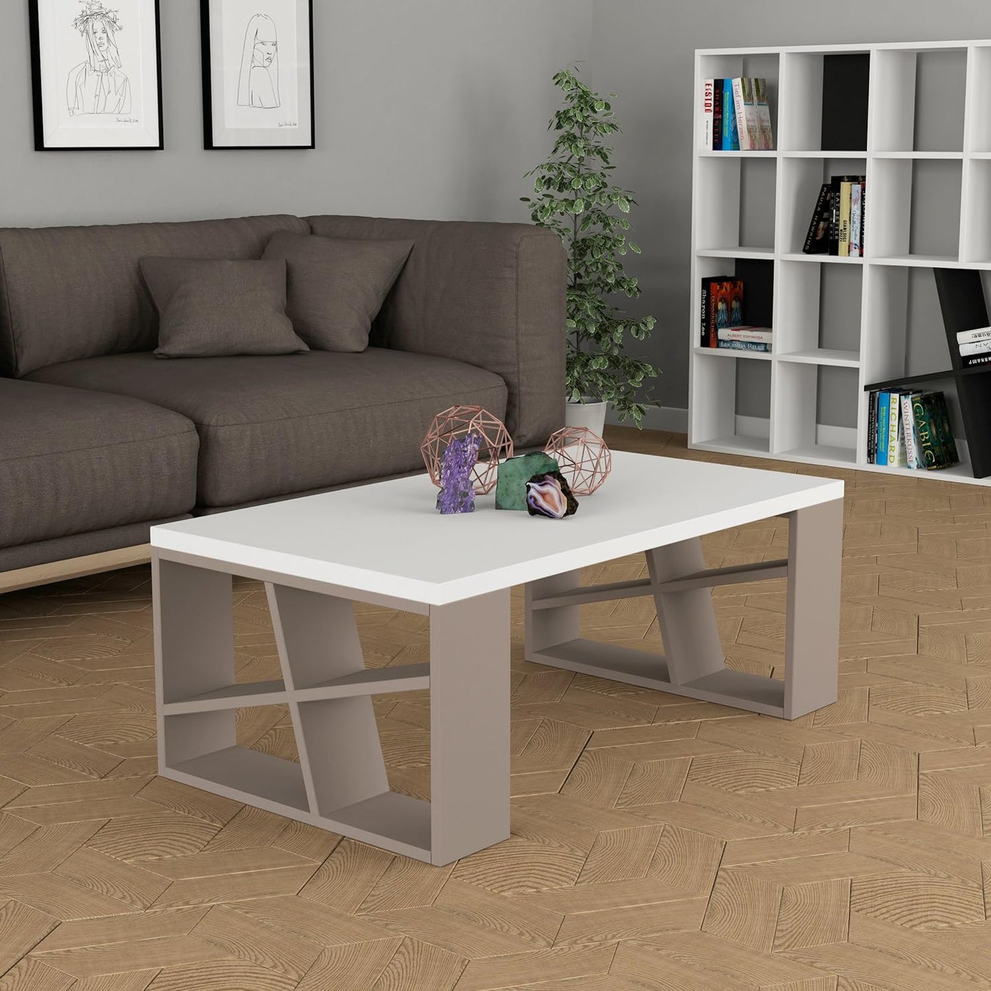 Decortie Honey Coffee Table, Engineered Wood, Ideal For Living Room, Office and Other Spaces, D 60 x W 105 x H 40 cm, White