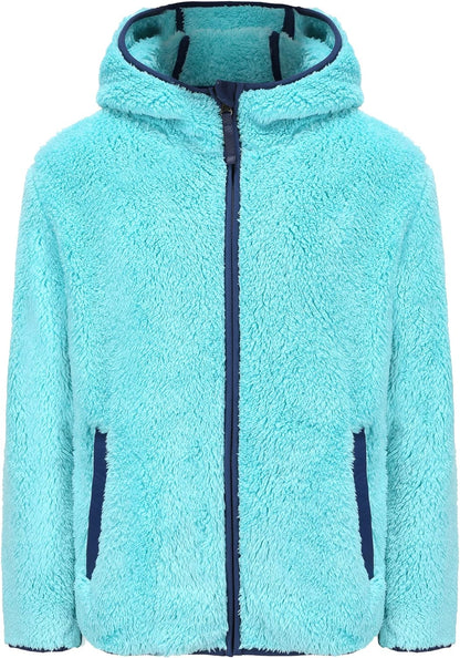 Girl's Jacket Kids Full Zip Ultra Soft Sherpa Fleece Hoodie Sweatshirt