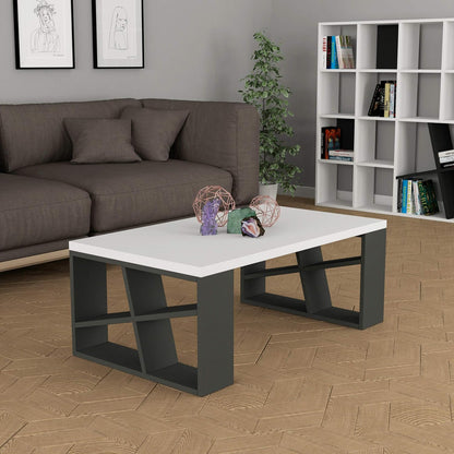 Decortie Honey Coffee Table, Engineered Wood, Ideal For Living Room, Office and Other Spaces, D 60 x W 105 x H 40 cm, White