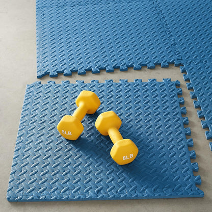 Amazon Basics Foam Interlocking Exercise Gym Floor Mat Tiles - Pack of 6, 24 x 24 x .5 Inches